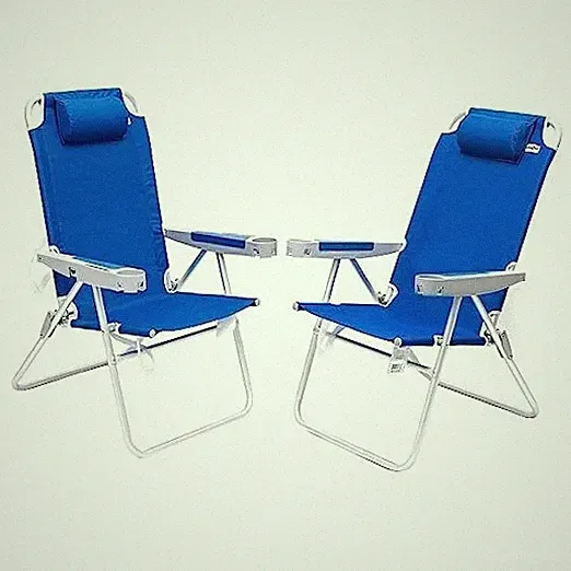 17" Tall Oversized Beach Chairs 2 Pack for Adults Heavy Duty Navy Blue-2set