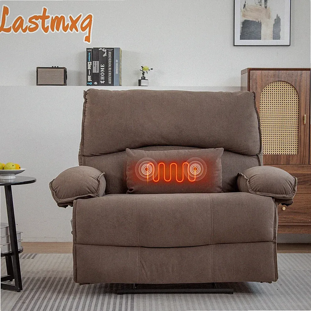 27.5" Oversized Manual Recliner Chair Sofa with Heating Vibration Capacity 350lb