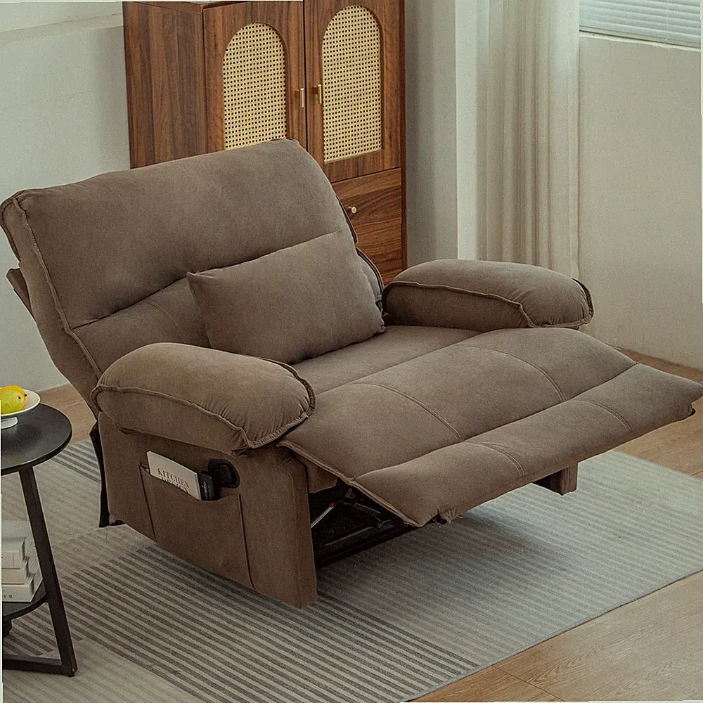 27.5" Oversized Manual Recliner Chair Sofa with Heating Vibration Capacity 350lb