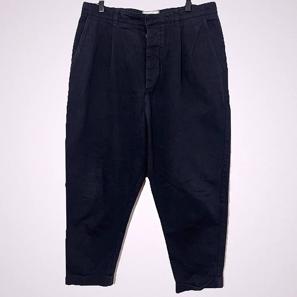 Ami Alexandre Mattiussi Pants Mens M Navy Tapered Leg Cropped Oversized Trouser