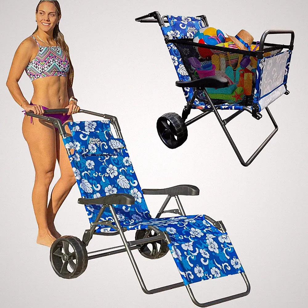 Beach Cart Chair – 2 in 1 Turns from Cart to Beach Chair – Large Wheels – Eas...