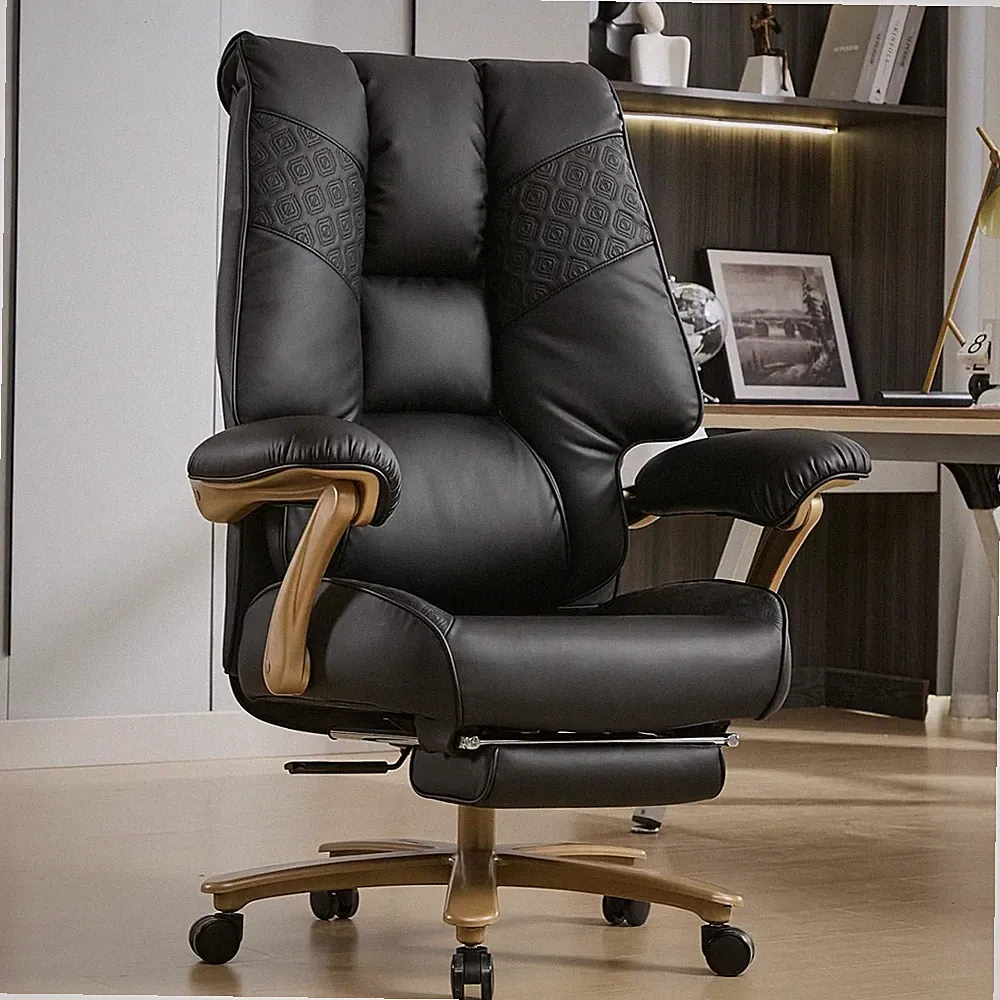 Big & Tall Ergonomic Office Chair with Footrest, 400LBS Capacity, Black PU Leath