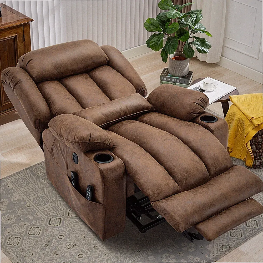 Dual Motor Lay Flat Power Lift Recliner Oversize Massage Heat Reclining Sofa