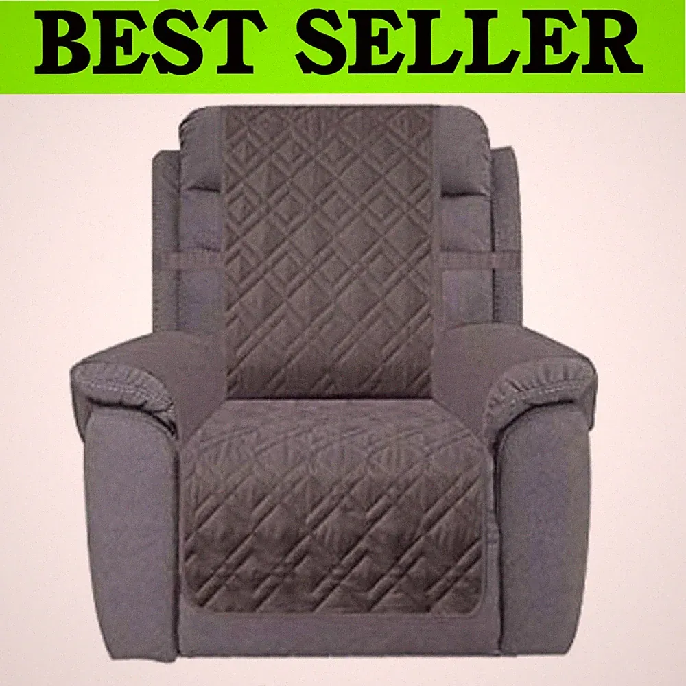 Elegant Dark Grey Waterproof Recliner Slipcover - Anti-Skid Protection 30''=