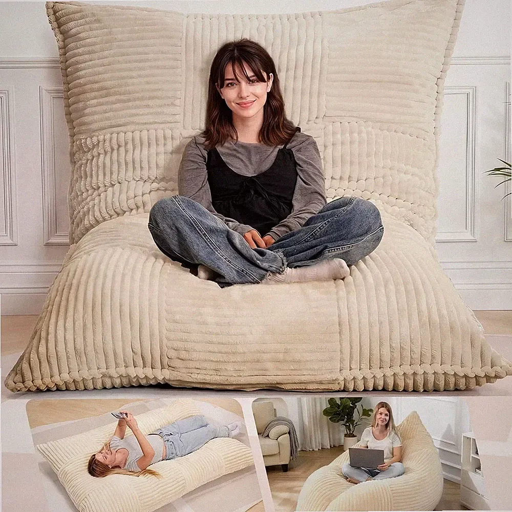 Giant Bean Bag Chair, 3-in-1 Convertible Bean Bag Floor Cushion Washable Cover