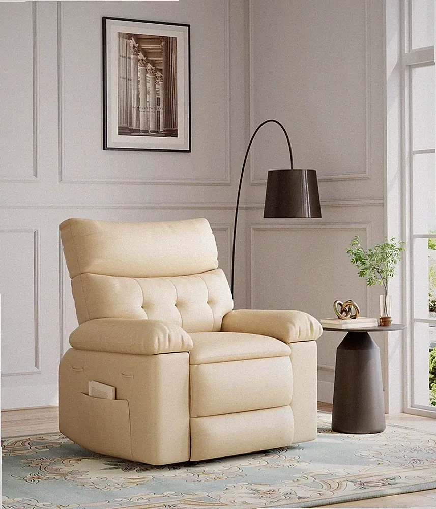 GRAVEE Oversized PU Leather Manual Recliner Chair Large Adults 1.5X Sponge Fill