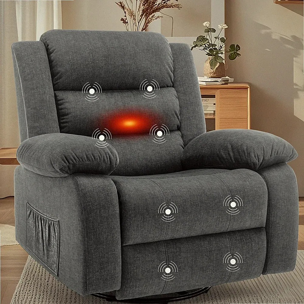 Korser Oversized Swivel Rocker Recliner Chair with Massage and Heating