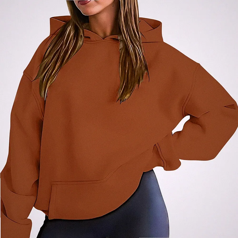 Ladies Oversized Plain Hoodies Branded Pocket Hooded Fleece Top Sweatshirt S-5XL