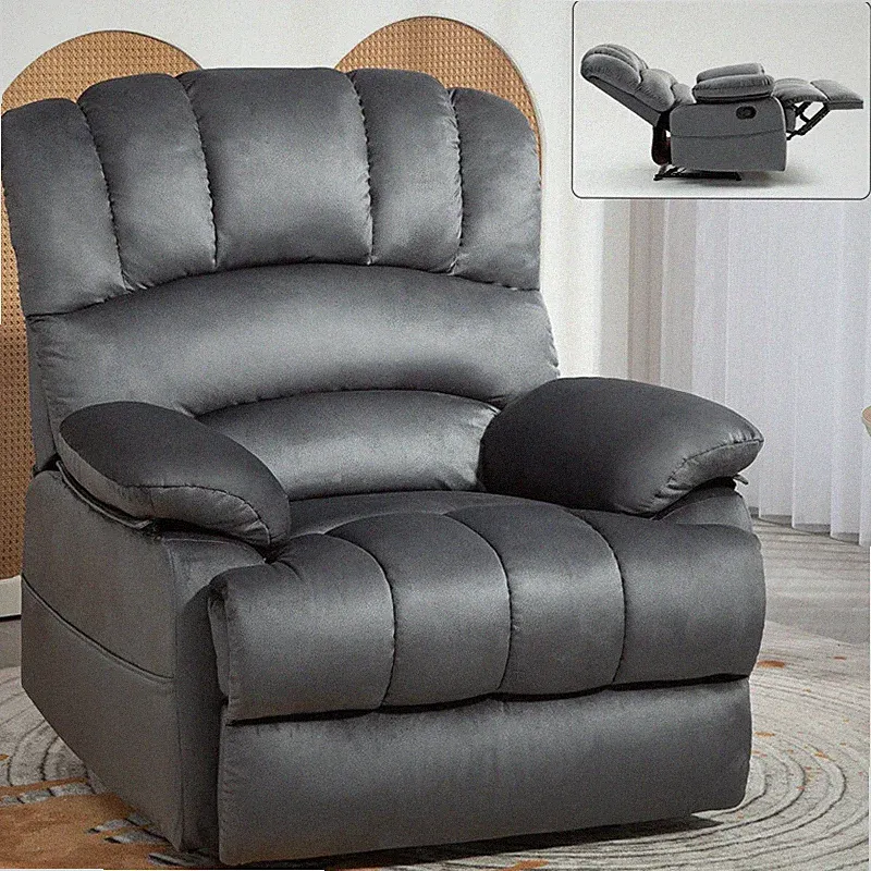 Large Oversized Manual Recliner Chair Reclining Sofa Fabric for Living Room Gray