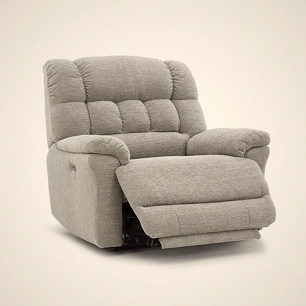 Light Gray Power Recliner Chair Oversized with Electric Recline and USB Port