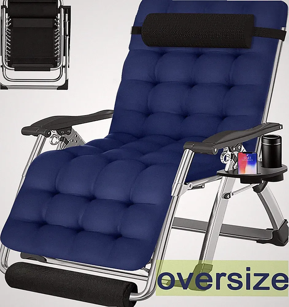 NAIZEA 29In XL Wide Oversized Zero Gravity Chair Lawn Folding Lounge Chairs