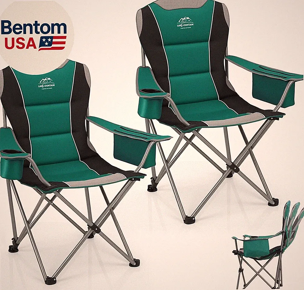 New Listing 2 Pack Camping Chairs,Oversized Folding Lawn Chairs for Adults W/3 Levels Adjust