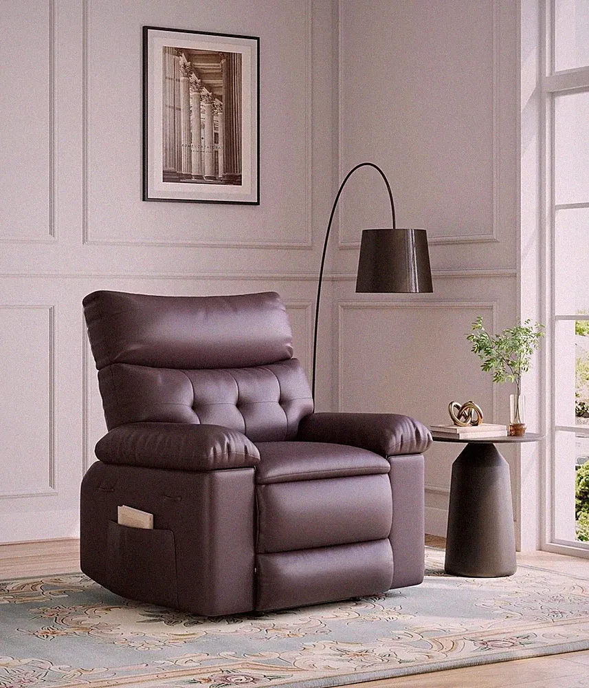 New Listing Oversized Recliner Chair - PU Leather Manual Recliner for Adults, Comfy Reclinin