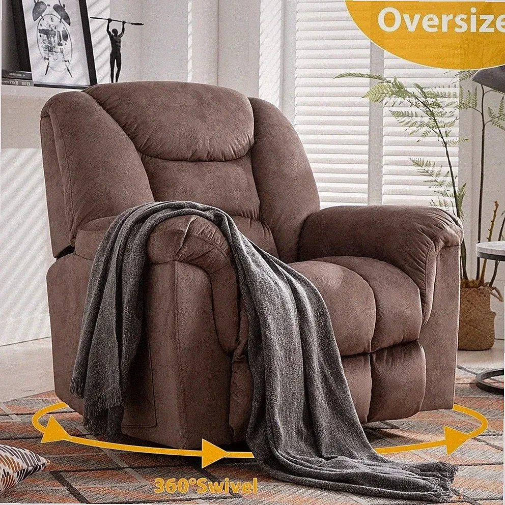 New Oversized Brown Swivel Rocker Recliner Arm Chair Armchair Recliners Nursery