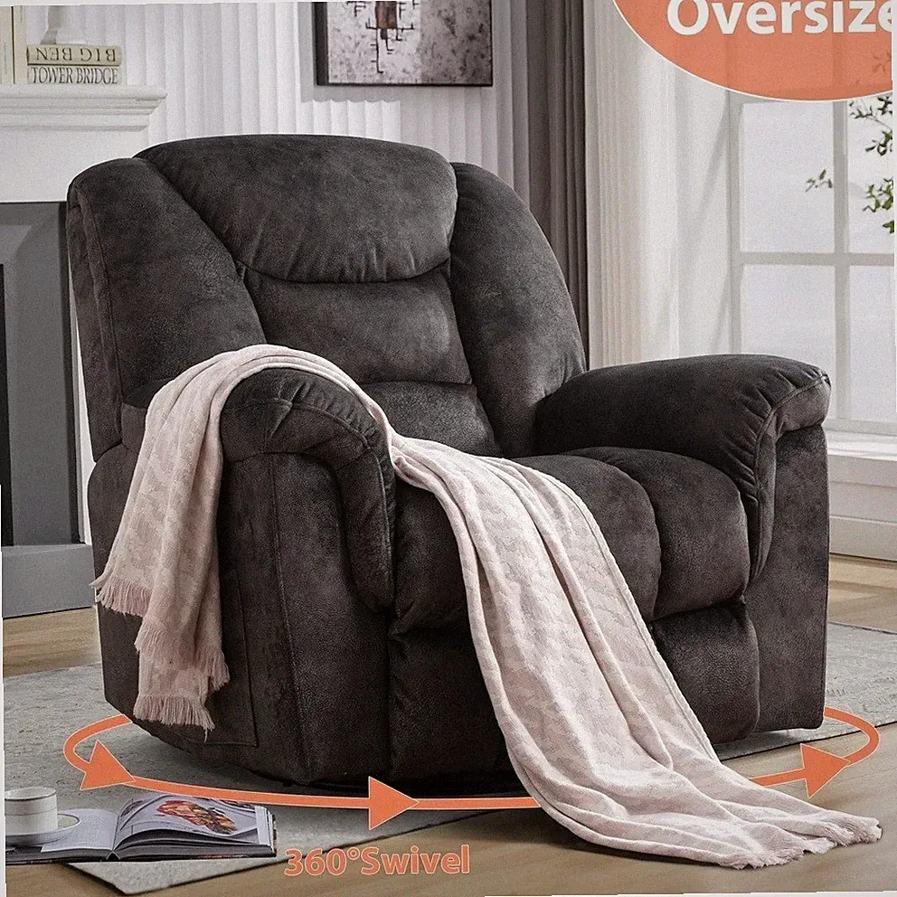 New Oversized Gray Swivel Rocker Recliner Arm Chair Armchair Recliners Nursery