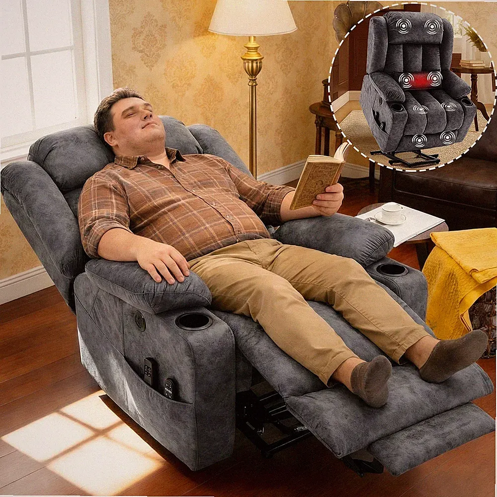 Oversize Dual Motor Power Lift Chair for Big Tall Elderly with Extended Footrest
