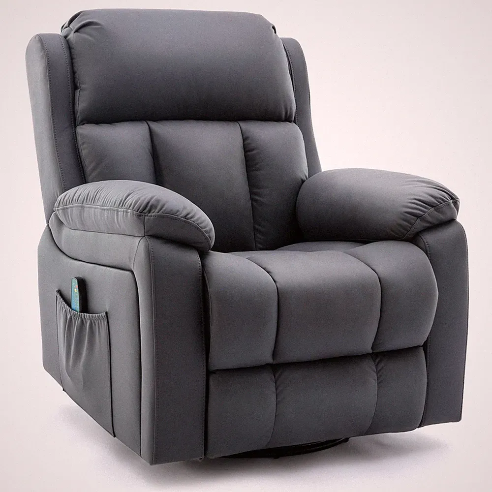 Oversize Manual Swivel Recliner Chair Heat Vibration Massage Function Chair