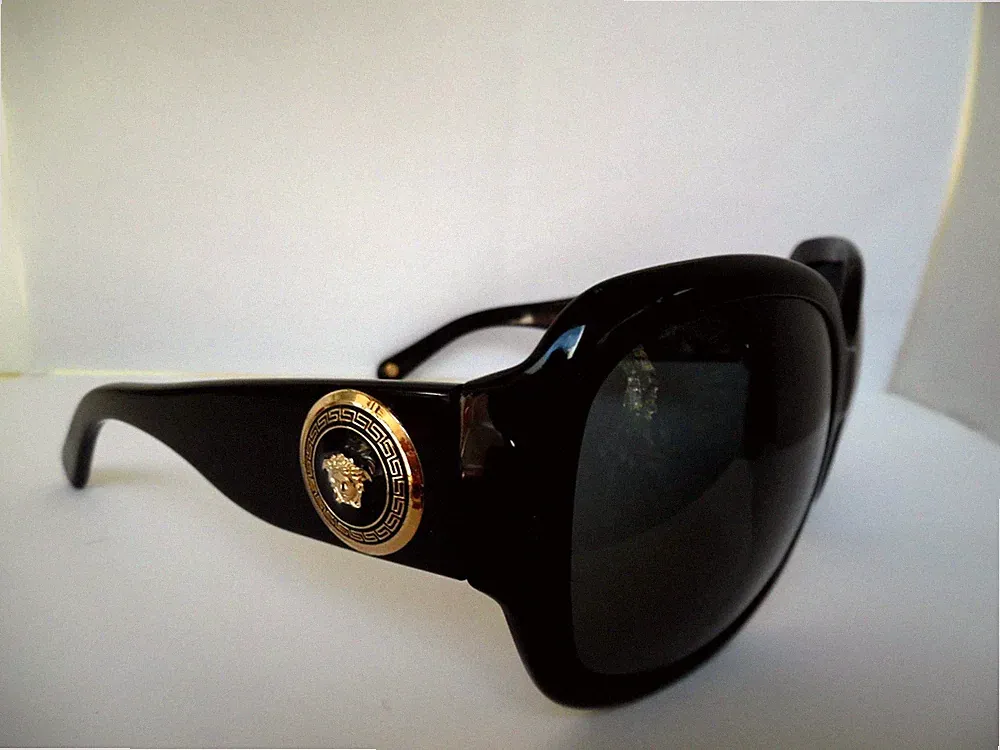 Oversize Versace Black & Gold Oval Sunglasses MOD: 4243 GB1/87 62 17 125 2N