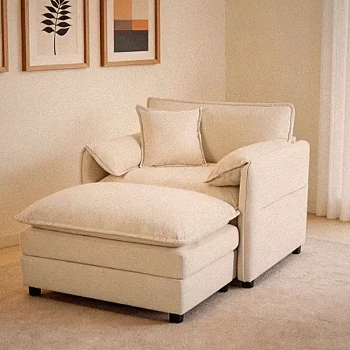 Oversized 57.48" Recliner Chair Upholstered Lounge Chair with Movable Ottoman