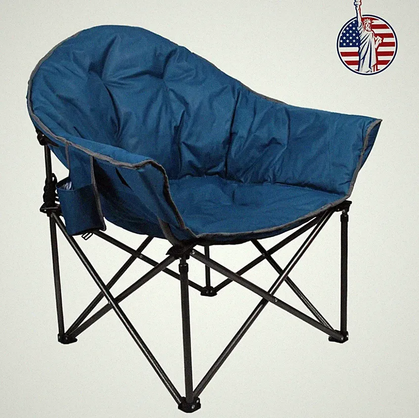 Oversized Camping Chairs Padded Folding Moon Chair Saucer Recliner W/ Carry Bag~
