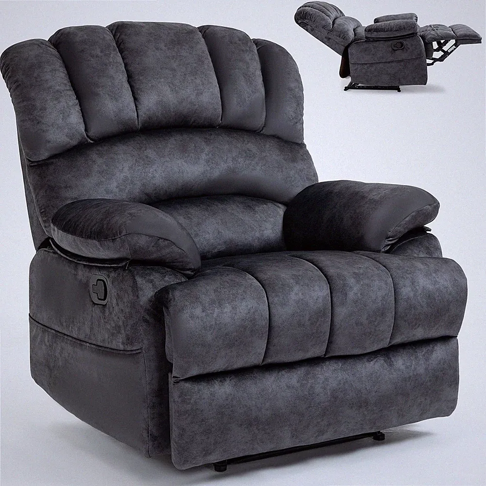Oversized Cushion Large Grand Manual Recliner Chair for Living Room, Gray