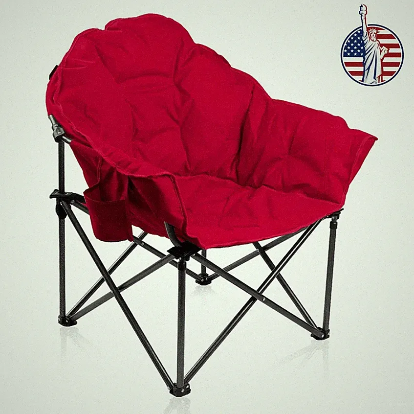 Oversized Folding Camping Chairs Padded Moon Chair Saucer Recliner w/ Carry Bag