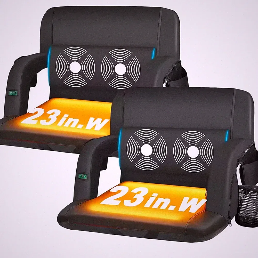 Oversized Heated Stadium Seat W/ 3-Level Heating, 6-Level Massage Waterproof Ble