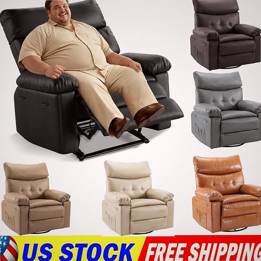 🔝Oversized Manual Recliner Chair, PU Leather 400LB Capacity &Wide Seat Multicol