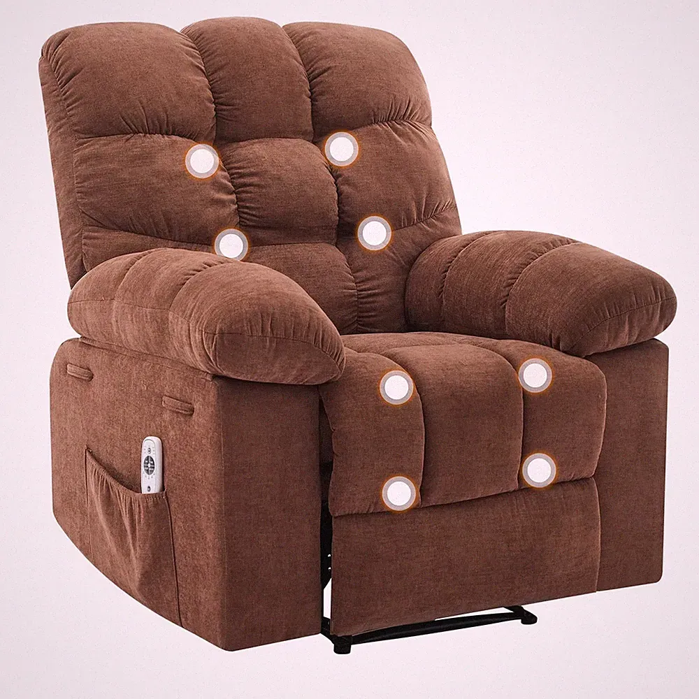 Oversized Massage Recliner Chair w/Heat & Lumbar Support Electric Power Recliner