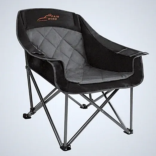 Oversized Padded Camping Chair Heavy Duty Quad Fold Arm Single Pack Black