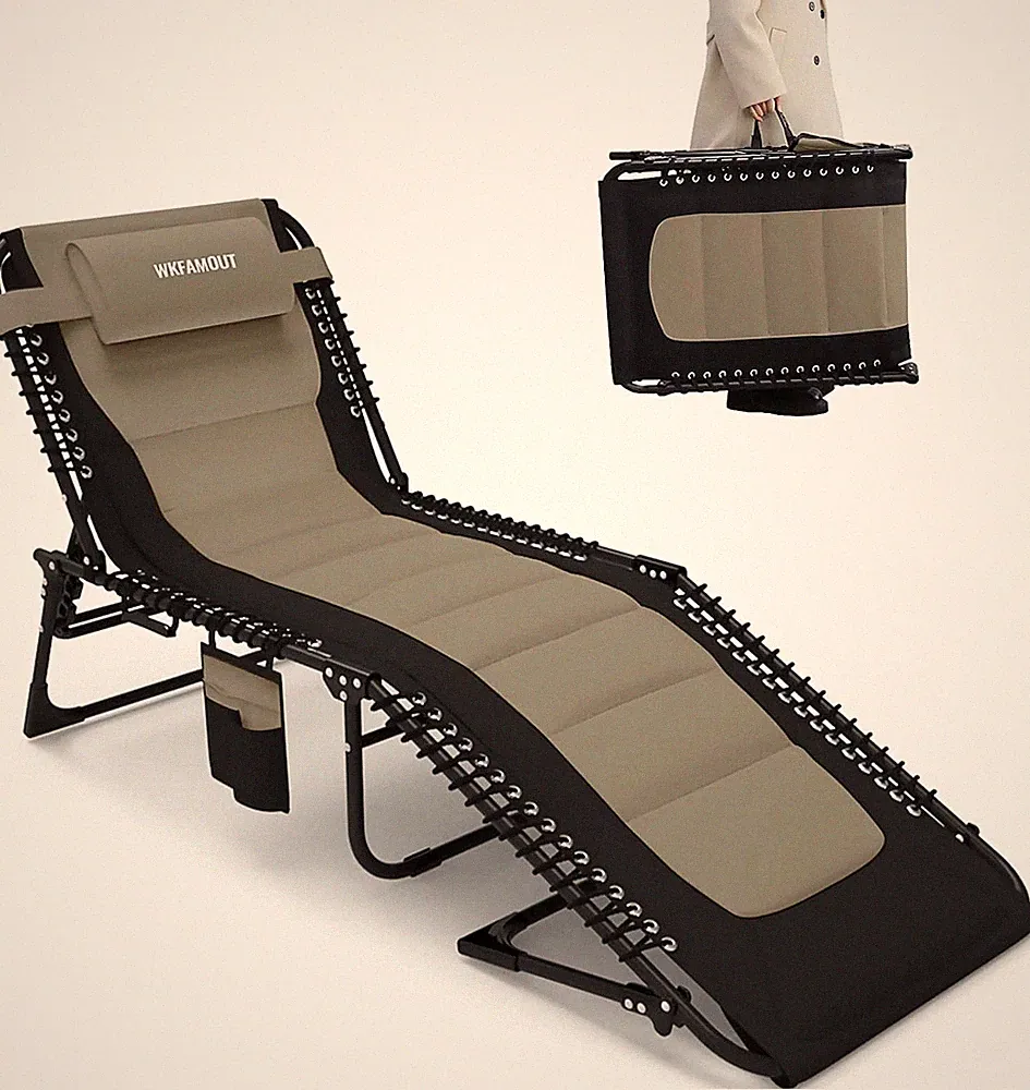 Oversized Padded Folding Lounge Chair - 5-Position Recline, 330lbs Capacity