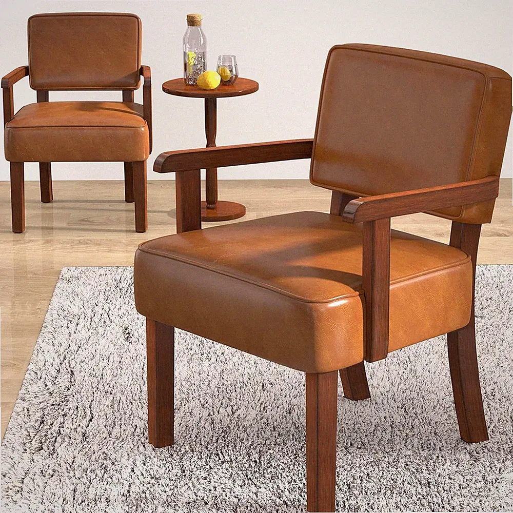 Oversized PU Leather Accent Chair with Soft Seat & Armrests for Any Room