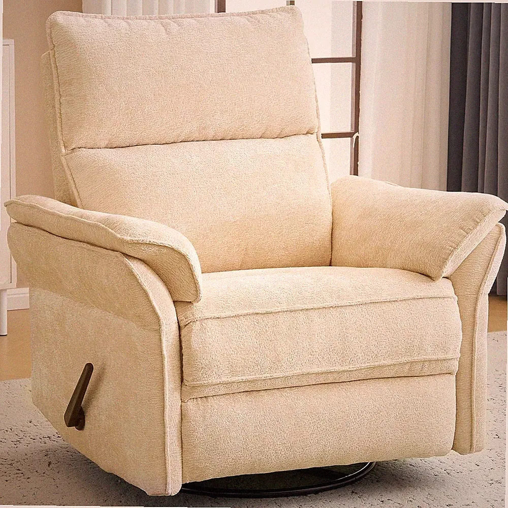 Oversized Recliner Chair, 26" Extra Wide 360° Swivel Rocker Recliner with Adjust