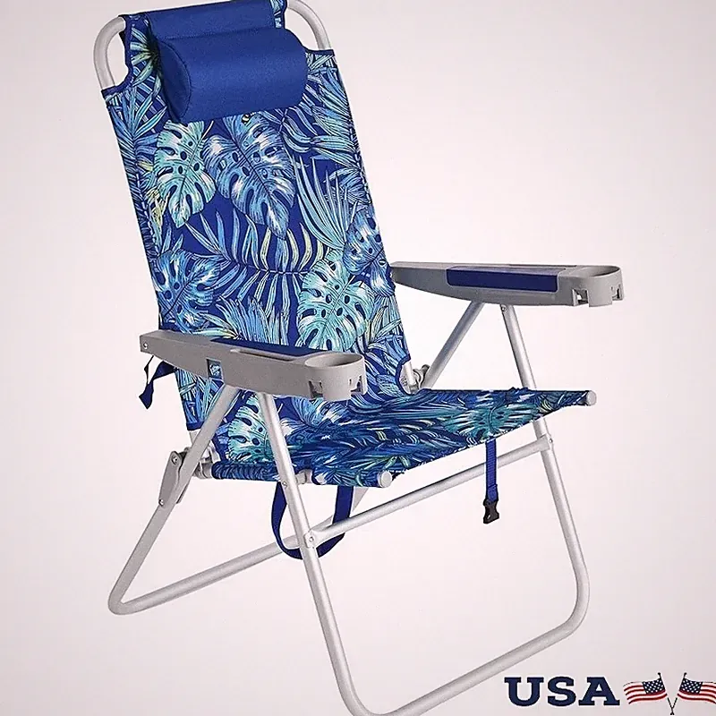 Oversized Tall Beach Chair 5-Position Recline Portable Folding Camping Chair New