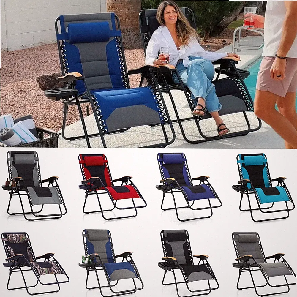 Oversized Zero Gravity Chair Outdoor Lounger Foldable Patio Recliner Up to 400lb