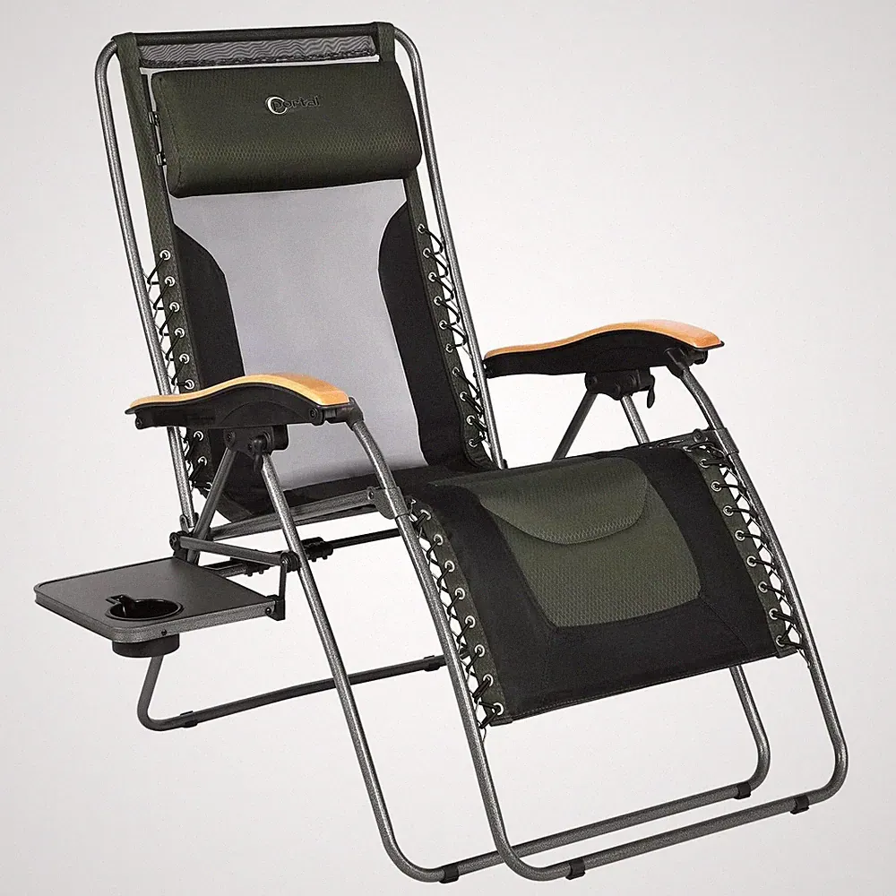 Oversized Zero Gravity Patio Chair Mesh Recliner with Cup Holder
