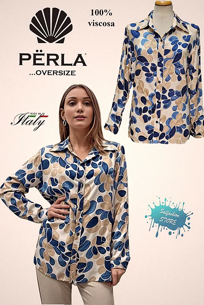 PERLA OVERSIZE Vanna shirt women comfortable 100% viscose made in Italy