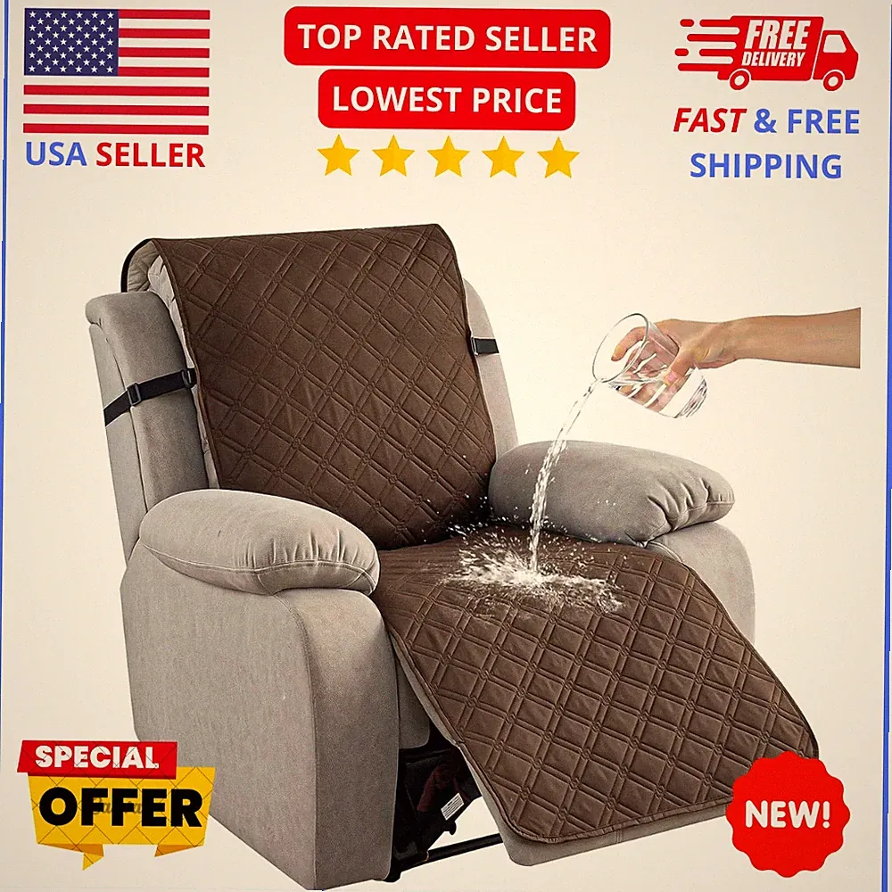 Recliner Chair Cover 28in Waterproof Non Slip Sofa Slipcover Pet Kids Washable