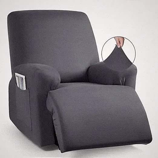 Recliner Chair Covers 4-Pieces for Oversized Recliner, Stretch Drak Gray