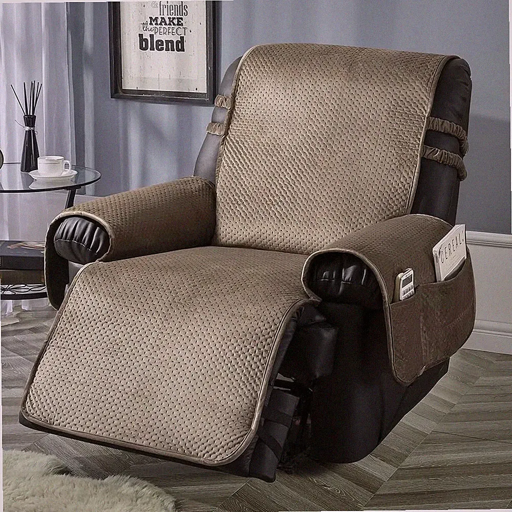 STONECREST Recliner Chair Cover, Water Resistant Velvet Quilted Slipcover, St...