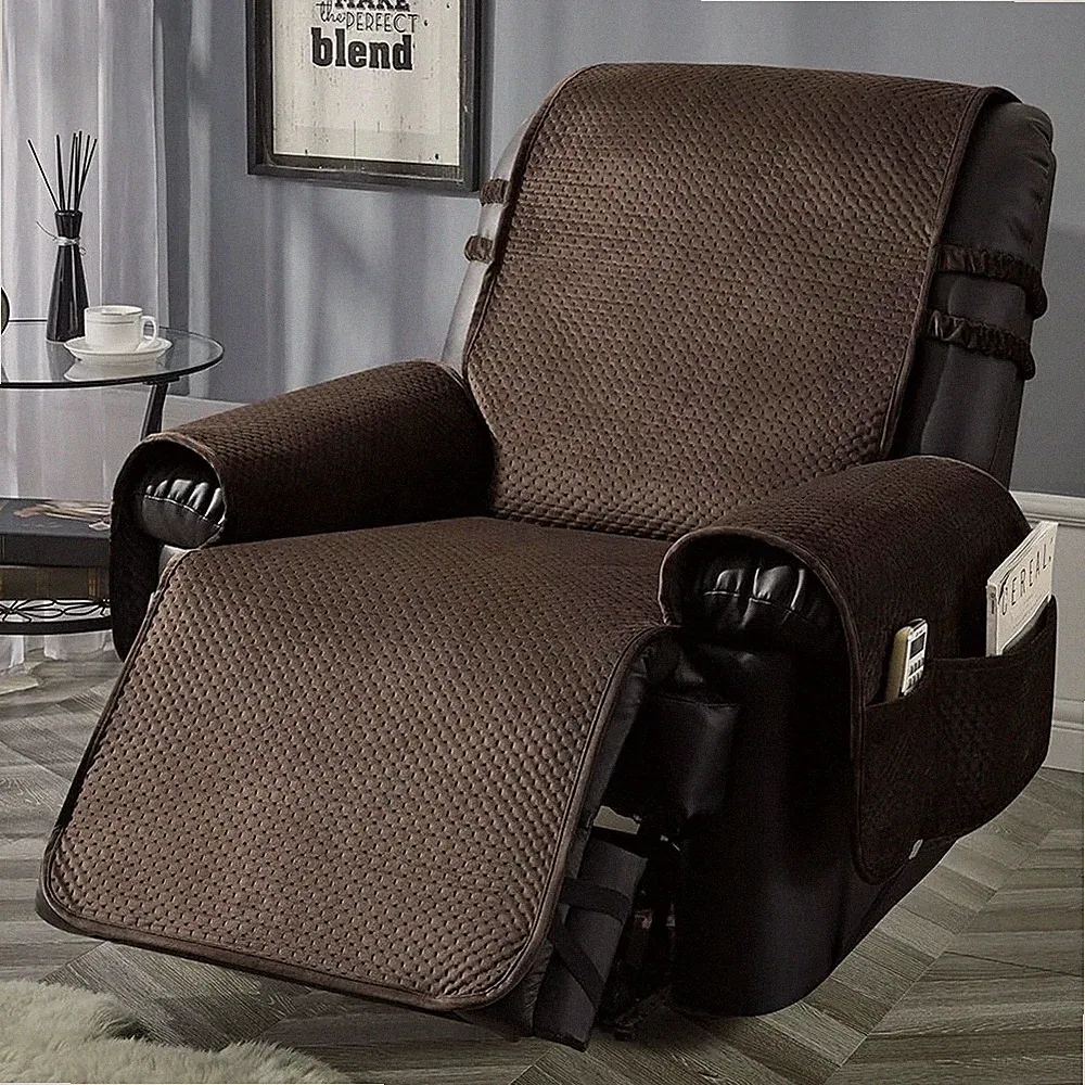 STONECREST Recliner Chair Cover, Water Resistant Velvet Quilted Slipcover, St...