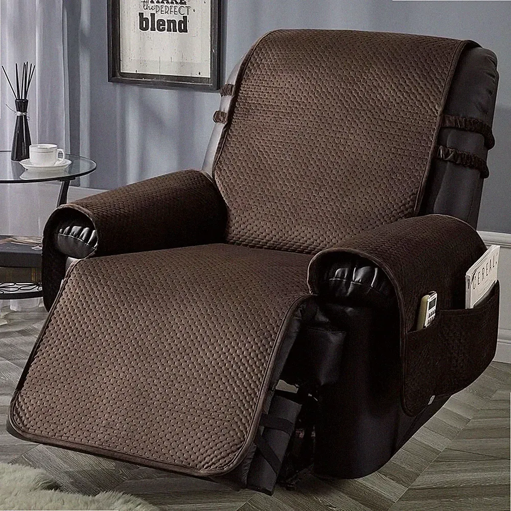 STONECREST Recliner Chair Cover, Water Resistant Velvet Quilted Slipcover, St...