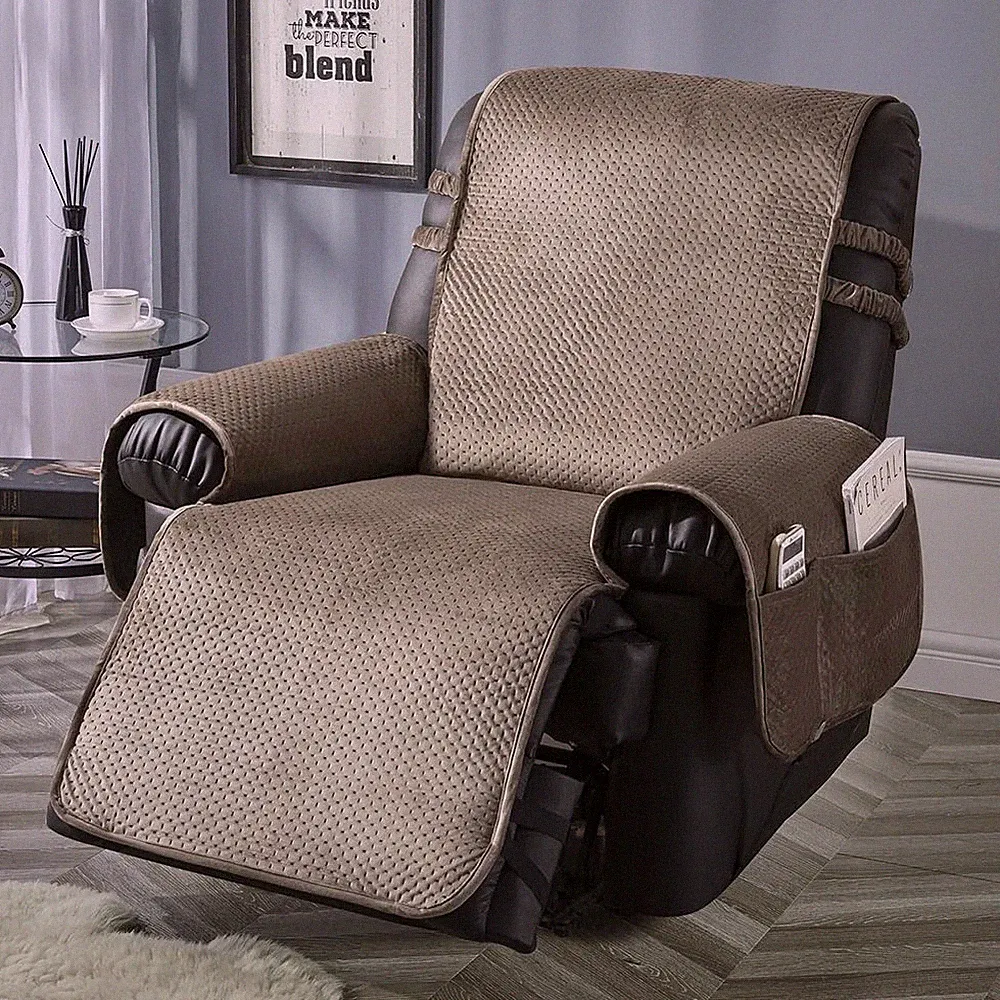 STONECREST Recliner Chair Cover, Water Resistant Velvet Quilted Slipcover, St...