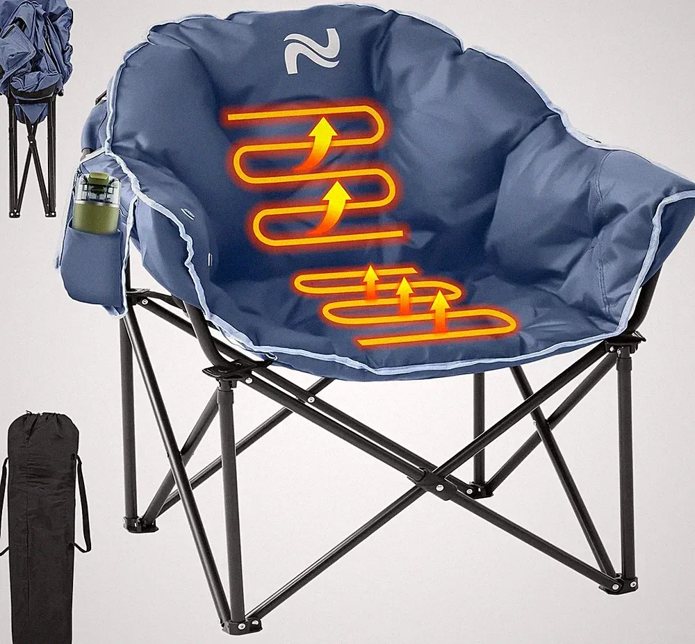 SUNYRISY Oversized Heated Camping Chair Folding Camping Chair & Padded Recliner
