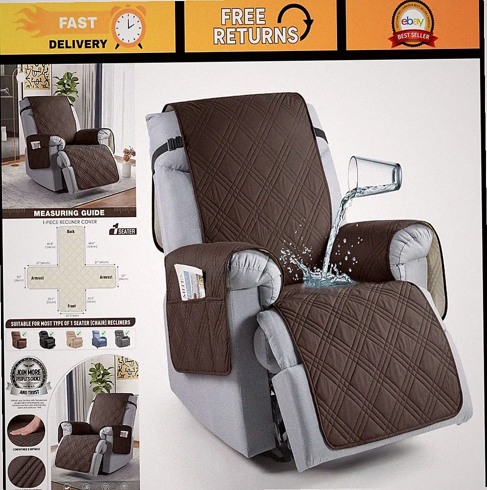 Waterproof Oversized Recliner Chair Cover 30" Wide, Furniture Protector for Kids