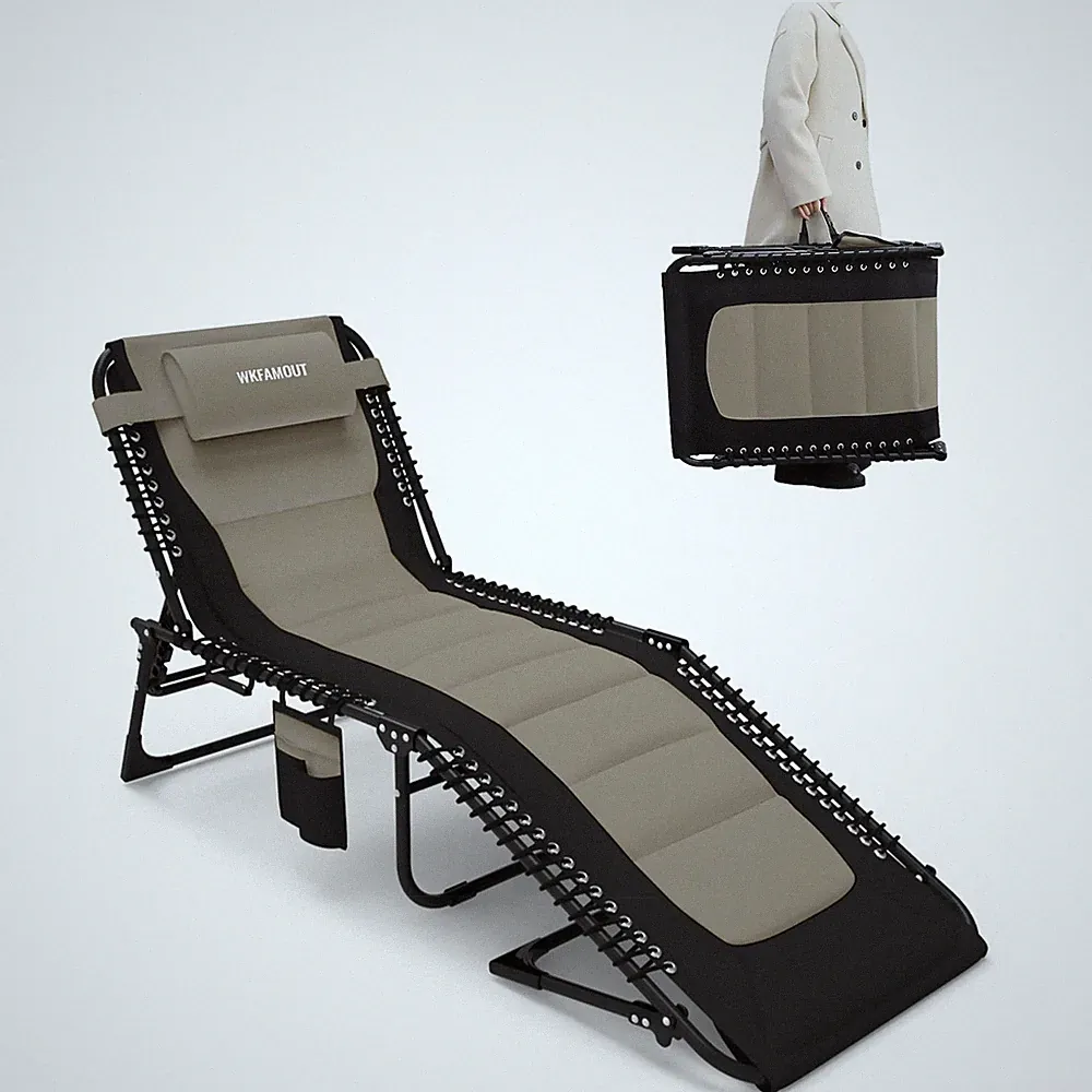 WKFAMOUT Outdoor Folding Lounge Chair Padded for Adults 264Ibs Patio