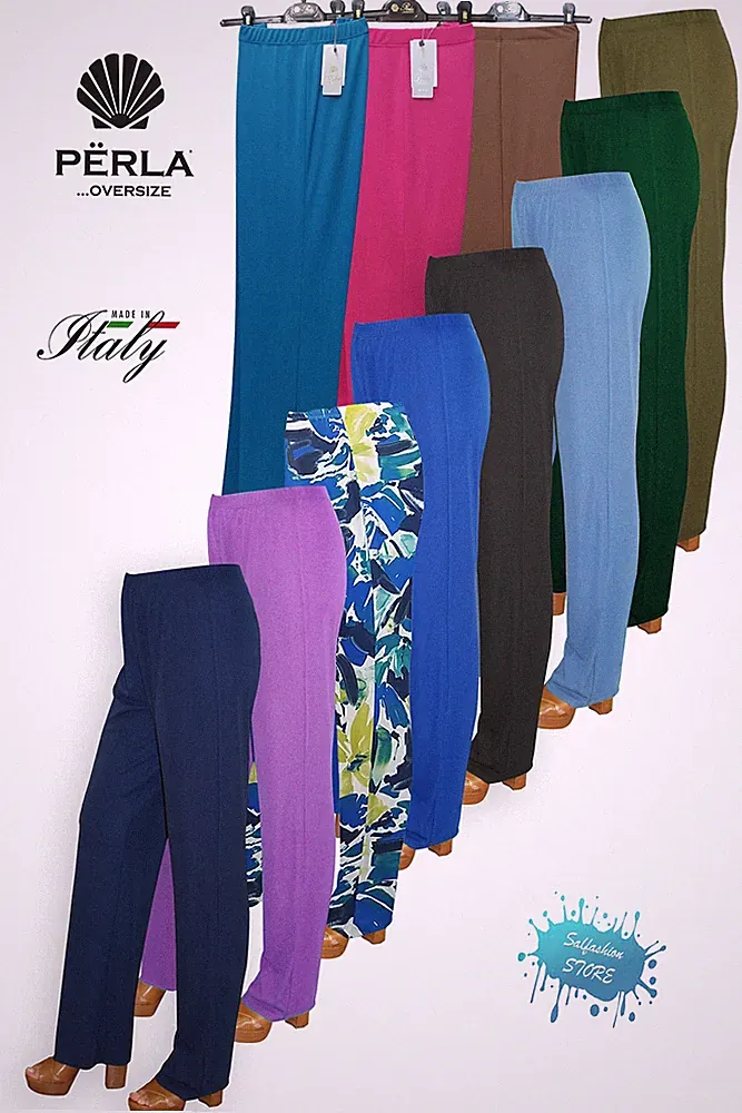 Womens soft trousers with elastic comfortable sizes made in Italy PEARL OVERSIZE