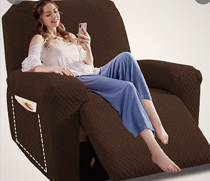YEMYHOM XL Recliner Slipcover Dark Coffee 4-Piece Stretch Cover INV# 6044-037