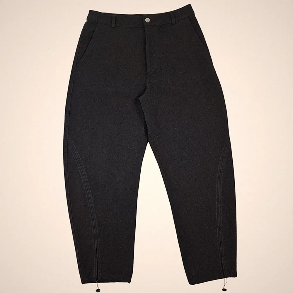 YMC Barrel Leg Trousers Womens S Oversized Black Harem Stretch Pants